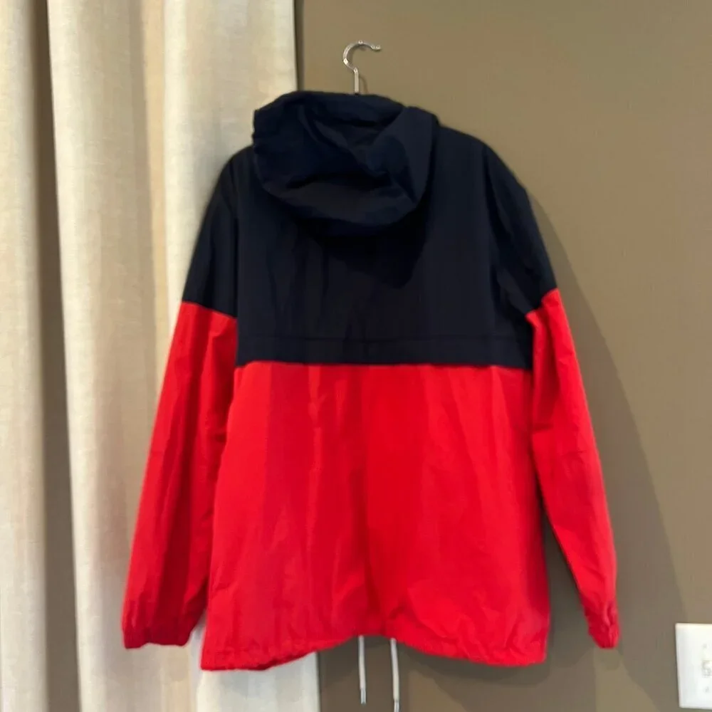 Divided H&M Water and Wind Resistant Hooded Jacket, Red & Blue, Size Large